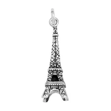 Eiffel Tower Paris France 3D 925 Solid Sterling Silver Charm Pendant MADE IN USA
