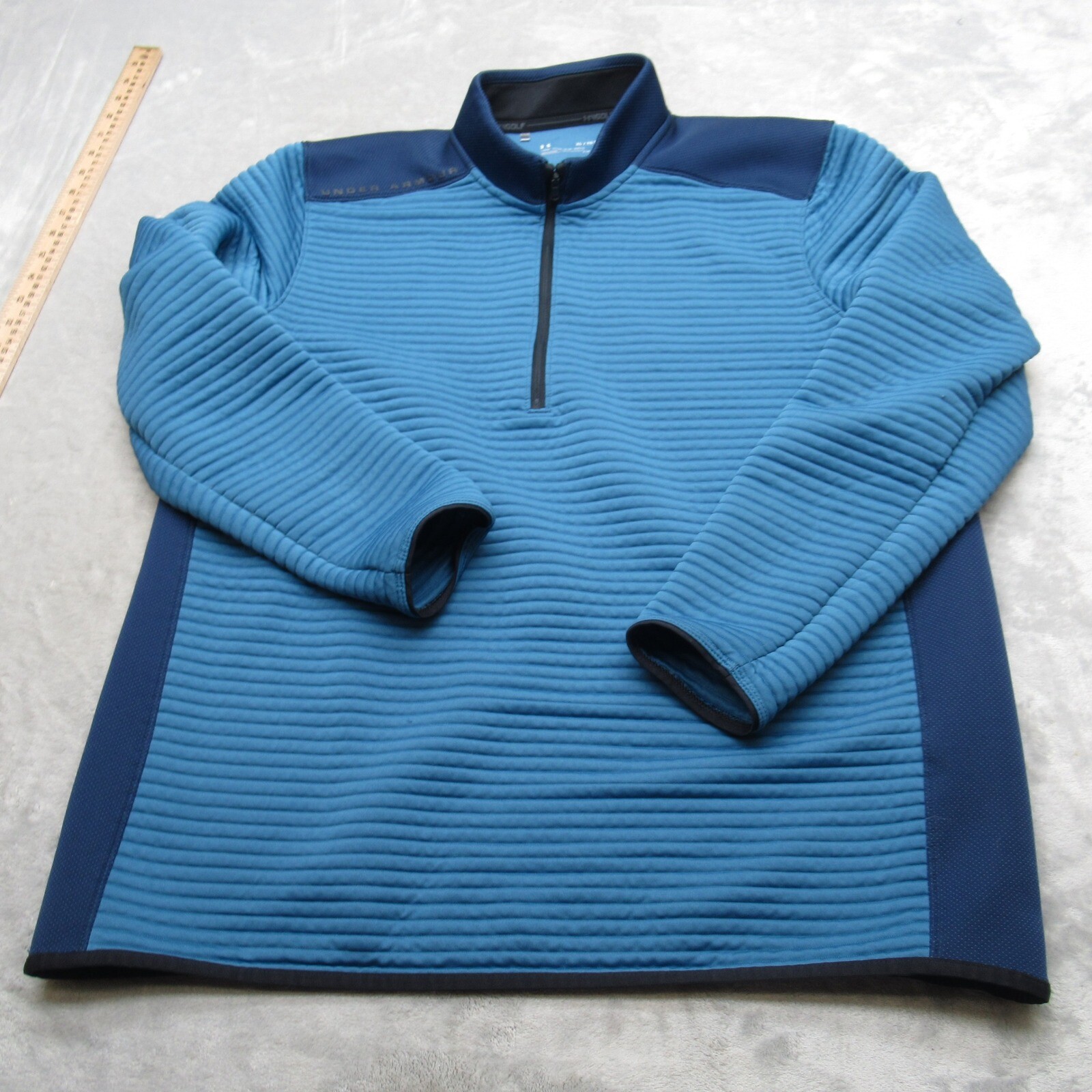 Under Armour Golf Jacket Mens XL Sea Blue Storm Defender HalfZip Pullover Ribbed