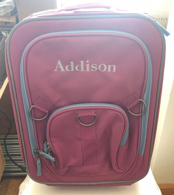 Pottery Barn Kids Fairfax Rolling Luggage Bag Monogram Addison Pink