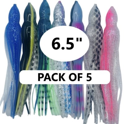 5PK OF 6.5'' Octopus skirts for trolling lure replacement and building diy lurema
