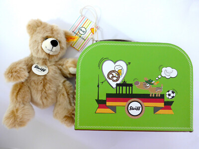 Steiff Teddybär 674426 Kuscheltier mit Koffer, 20 cm, hellbraun