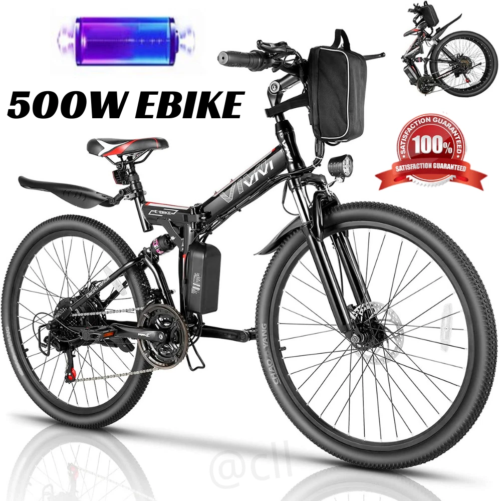 VIVI 500W Electric Bike 26 Folding eBike Adults 21 Speed Mountain Bicycle USA