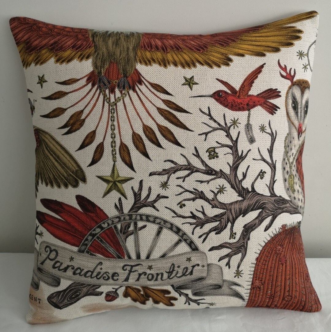 Emma J Shipley FRONTIER GOLD Linen Cushion cover. Handmade and