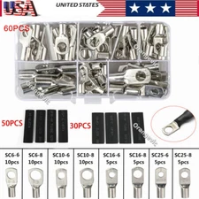 140Pcs Battery Cable Lugs Kit Crimp Copper Ring Terminal Welding Wire Connectors
