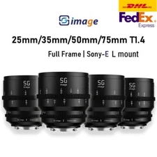 SGimage 25mm/35mm/50mm/75mm T1.4 Cine Lens Full Frame Prime Lens  Large Aperture