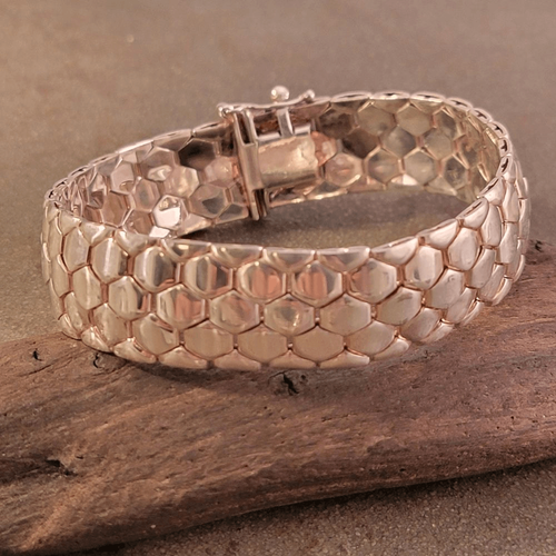 Pulsera flexible con patrón de peine de miel ancho Sterling Vior Italia - Imagen 4 de 8