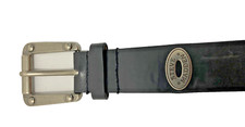 Steve Madden Unisex Belt Black Silver Buckle 39" Long