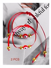 2 Pcs Set Bracelet Delicate Lucky Red String Kabbalah Evil Eye Protection Charm