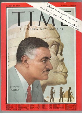 TIME EGIPT NASSER Gamal Abd el-Nasser RARO magazine March 29, 1963
