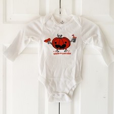 Old Navy White Halloween Long Sleeve Baby Infant Snack O Lantern One Piece 6-12M
