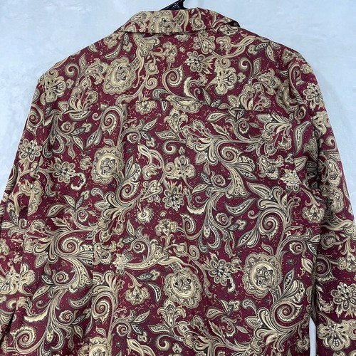Vintage Talbots Paisley Blumen Hemd Damen 16 Knöpfe Wolle Seide weinrot creme USA NEUWERTIG - Bild 13 von 13