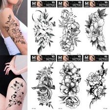 Flower Large Temporary Body Art Arm Tattoo Sticker Sleeve Man Women Waterproof
