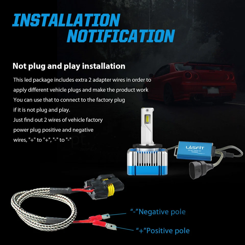 Lasfit LED Headlight Bulb D1S D1R D3S D3R High Low Beam HID Xenon Conversion Kit - Image 2 of 4