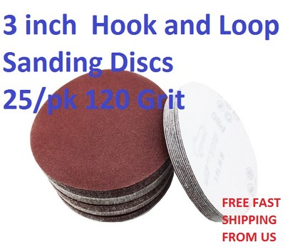 3 inch  Hook and Loop Sanding Discs 25/pk 120 Grit