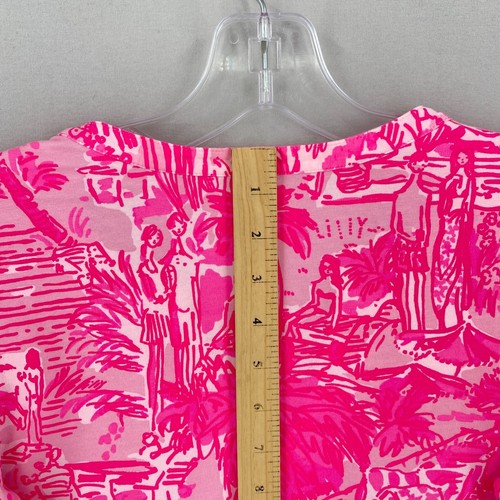 Lilly Pulitzer Long Sleeve Split V Neck Top Womens XS Pink Beach Print Cotton - Picture 7 of 14