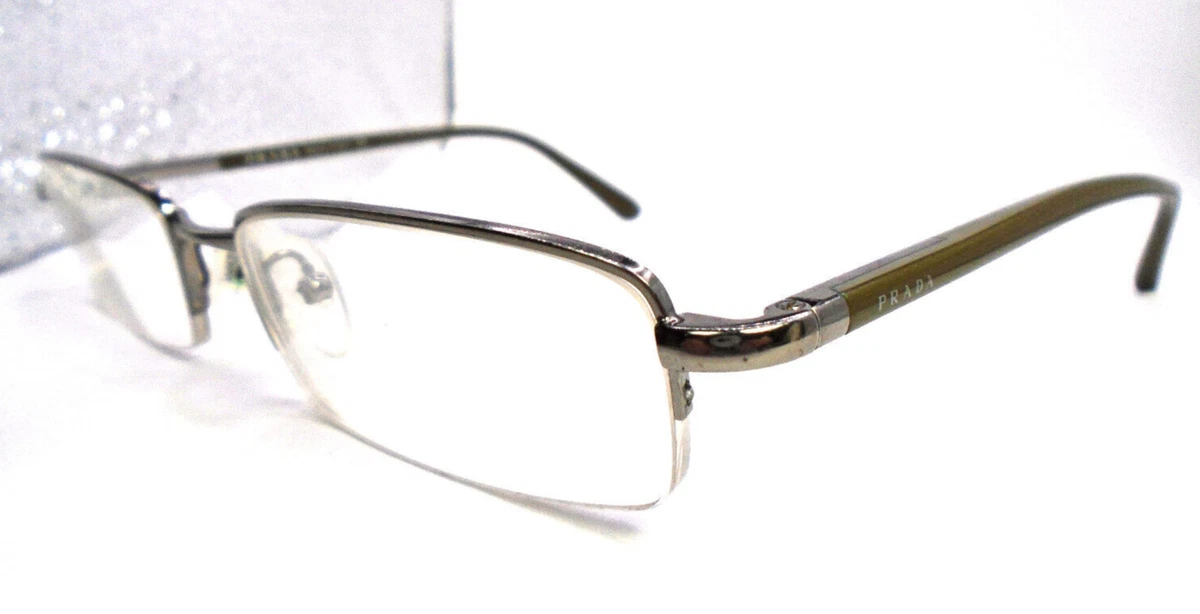 Vintage Prada Matte Hunter Green Skinny Metal VPR 14E Frames Prada Eyeglasses Frames VPRB01 19Z-1O1 Olive Green Cat Eye  main image 2