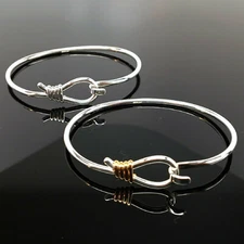 Sterling Silver LASSO BANGLE Rope Bracelet MODERN Modernist HOOK Gold Vermeil