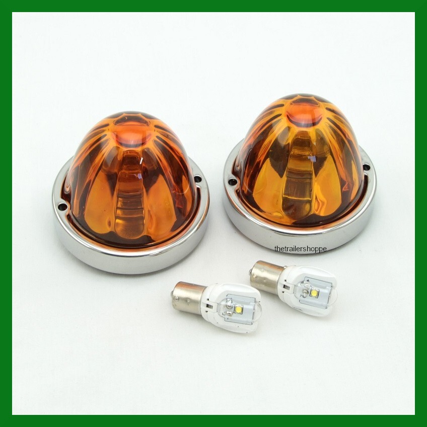 Watermelon Glass Flush Mount LED Kit for Semi Trucks Light Amber -Set of 2-image
