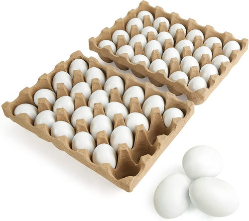 48 Pcs White Wooden Eggs Fake Eggs Easter Eggs for Children DIY Game,Kitchen Cra