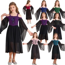 Kids Girls Medieval Princess Dress Long Cold Shoulder Renaissance Costume Dress