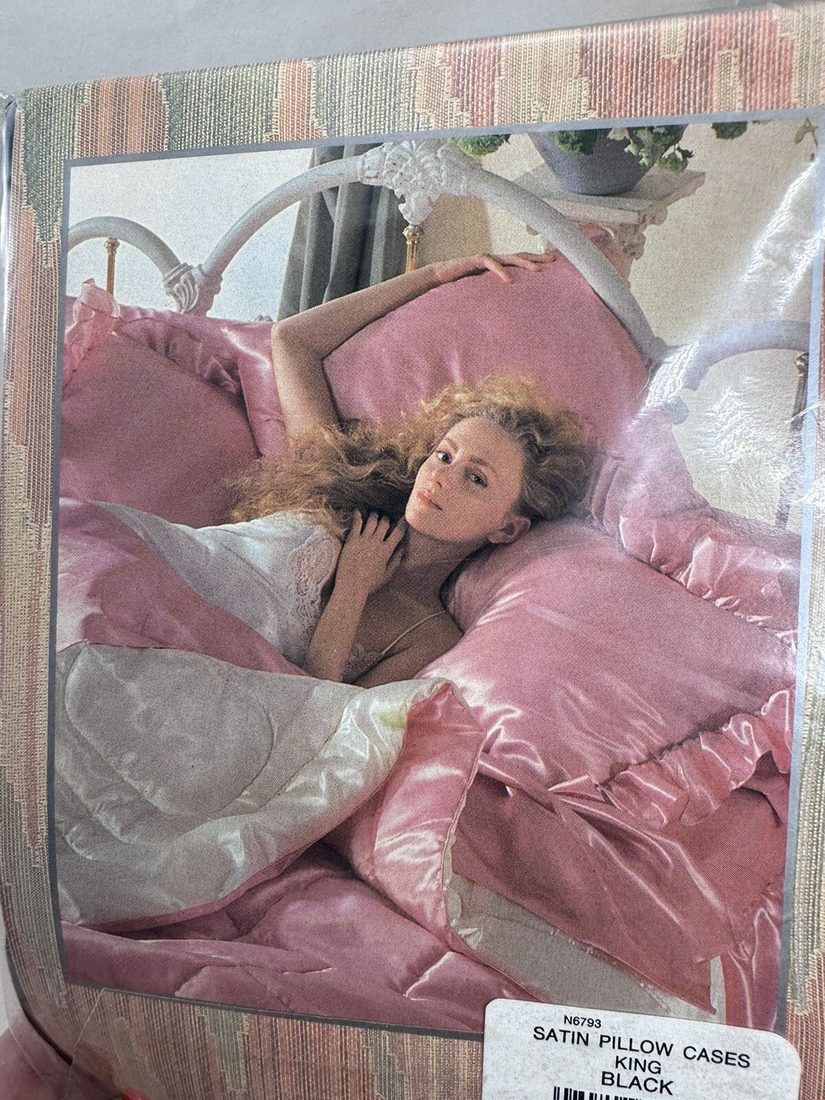 Black Satin KING Pillowcases Fantasies By Morgan Taylor Sealed NOS VTG