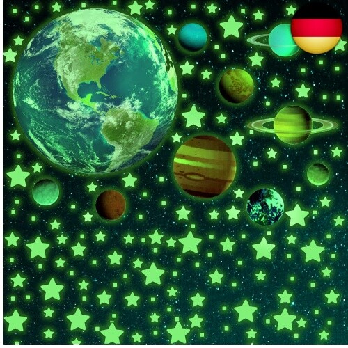 470 Stück Leuchtaufkleber Wandaufkleber mit Sonnensystem & 9 - Bild 1 von 7