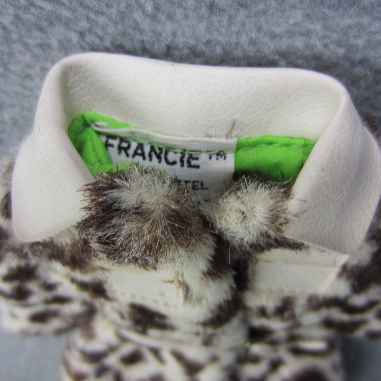 Vintage Francie Barbie bambola cappotto pony #1240 stampa leopardata giacca con cintura