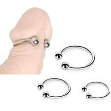 3 Stainless Steel Pressure Point Beaded Male Delaying Cock Head Penis Glans Ring