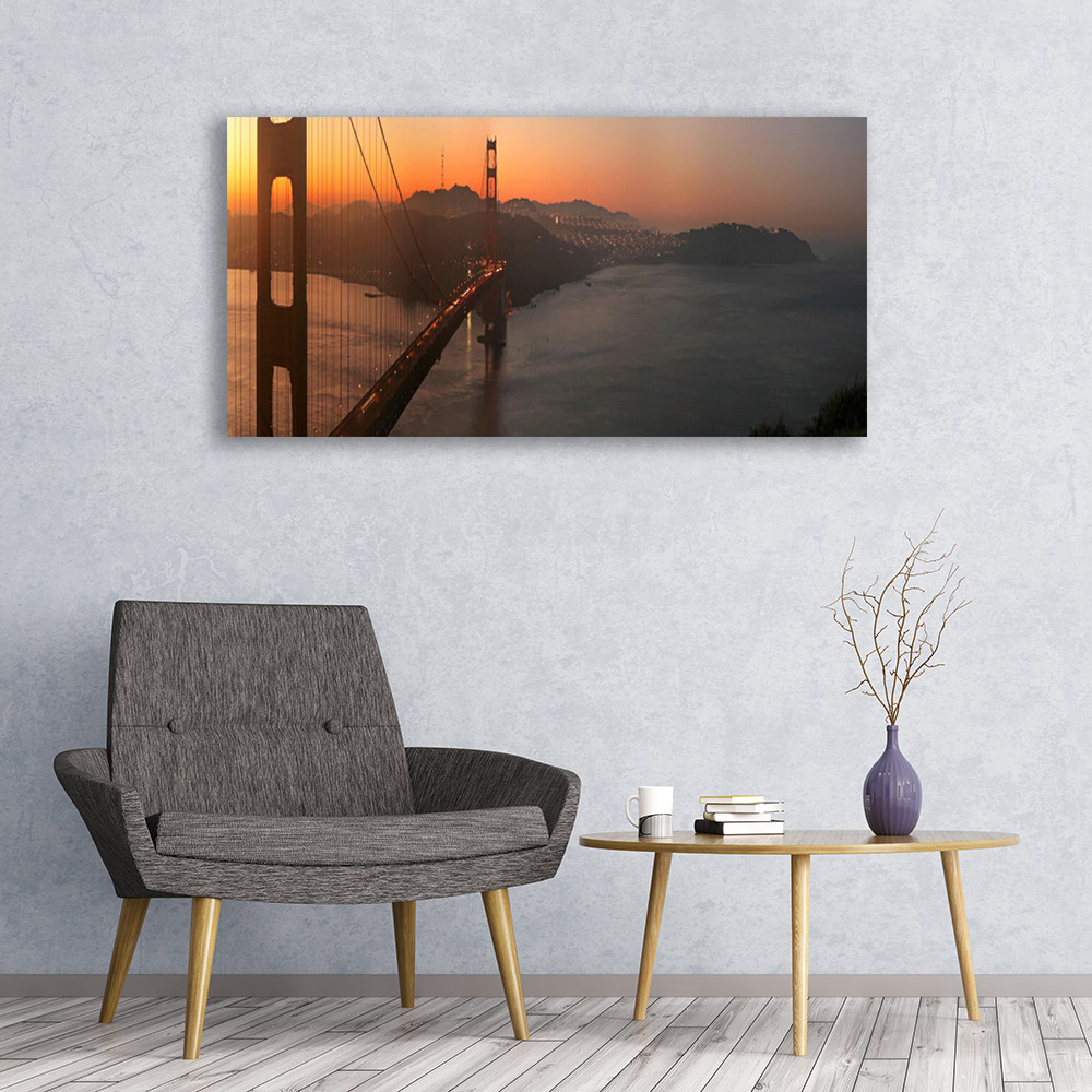 Tableau sur verre anti-poussière Tulup Pont 120x60 pour cuisine et salon