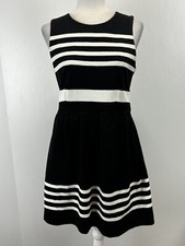 J. Crew Daybreak Striped Dress Small Sleeveless Fit And Flare Black White