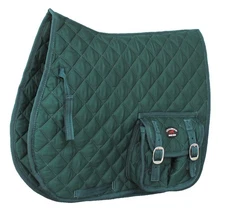 Horse Quilted English All-Purpose Trail Saddle Pad Hunter Green w/ Pockets 7286