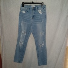 Wax Jean Denim Pants Women's Size 5/27 Distressed Faded Ankle Boho Ripped (BX8)
