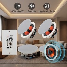 2Pair Bluetooth Ceiling Speakers 6.5" Total 600W  In Wall Amplifier Receiver