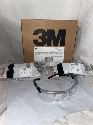 Lotto 3 Occhiali di Sicurezza 3M BX Doppio Lettore Montatura Argento/Nero Trasparente Antiappannamento +2,5 - Foto 4 di 5