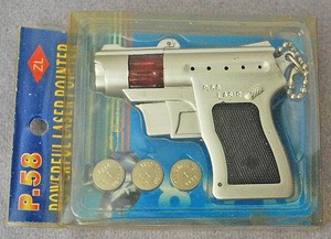 Vintage Mini Gun Laser Pointer Cat Keychain P.58 ZL China 3" - Unused