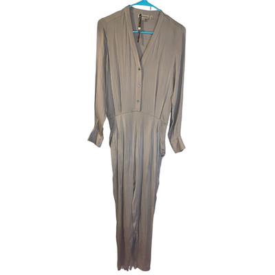 REPEAT Women's Silk Needs Upcycle Jumpsuit Size XS Tan Neutral FAIR Upcycling