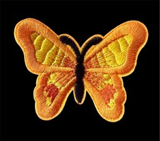 orange embroidered butterfly embroidered iron on patch 2 5/8 x 2 inch