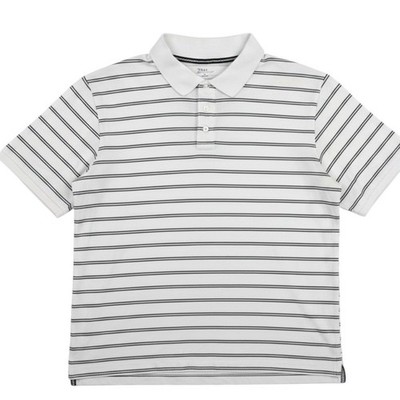 PBX Basics Polo Shirt Mens XL White Striped Short Sleeve Casual