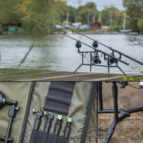 2 Rod Summit x Lidsters Carp Fishing Rod Pod Aluminium Adjustable UK Green Screw