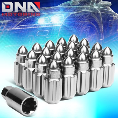 NRG LN-LS500SL-21 20PCS 50MM BULLET SHAPED CLOSE END LUG NUT W/ ADAPTER M12X1.5