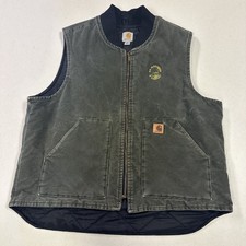 Carhartt V02 MOS Vest Mens XL Workwear Green Quilted Full Zip
