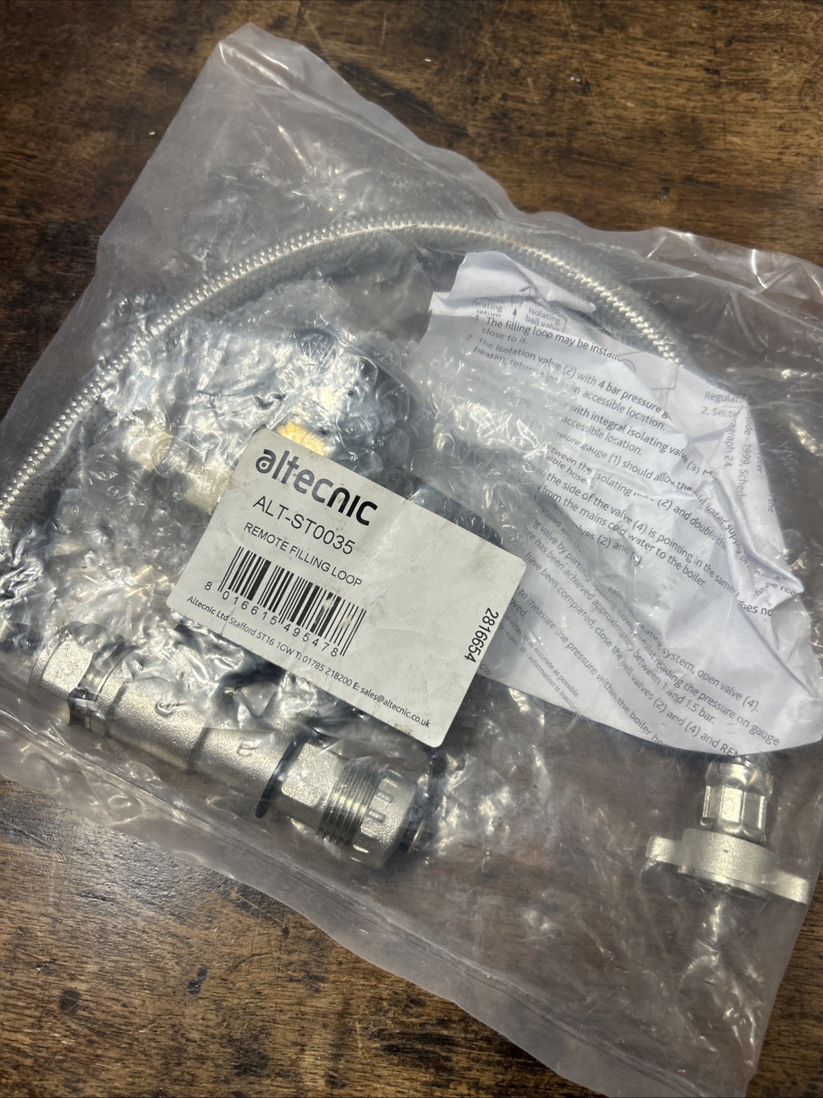 NEW Altecnic Filling Loop Pressure Gauge Check Valve & Caps ALT-ST0035