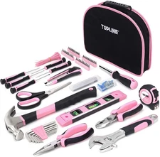 Small Tools Ki... TOPLINE 208-Piece Pink Tool Kits for Women with Round Pouch