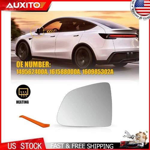 20-25 FOR TESLA MODEL Y LEFT SIDE VIEW MIRROR WIDE ANGLE GLASS HEATED AUTO DIM