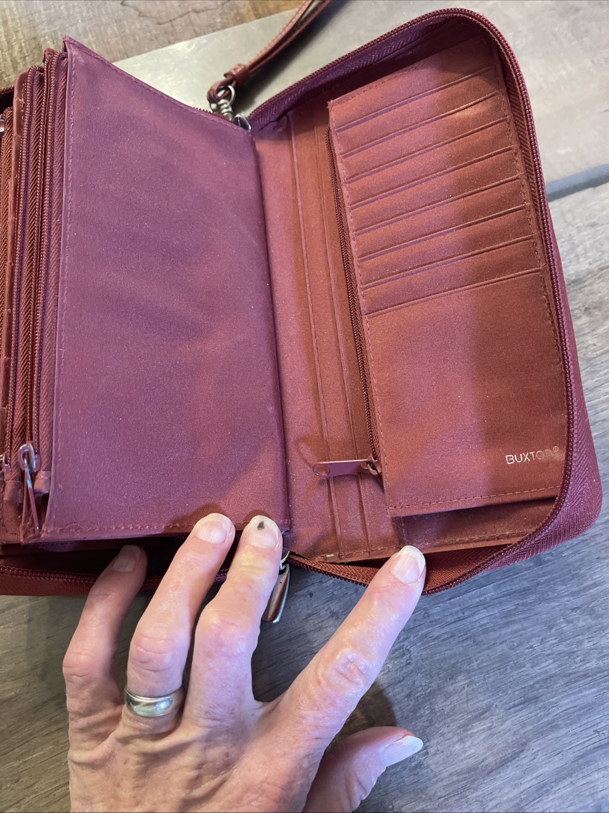 Buxton Red Leather Zip Around Rectangular Wallet … - image 12