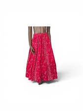 Vintage Women  s Prairie Calico Skirt S M Elastic Waist 24  -27.5  Country Western