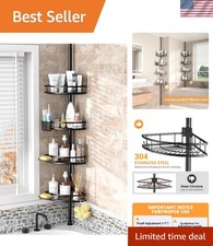 Adjustable Tension Pole Shower Caddy: Rustproof Corner Bathroom Organizer