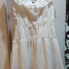 Wild Fable White Ruffle Sleeveless A-Line Short Dress Round Neck Regular Size S