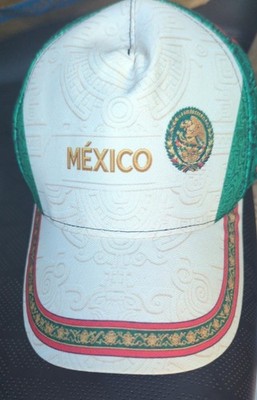 Mexico Soccer Fan Hat Cream Green Red Aztec Print Eagle Snapback Adjustable