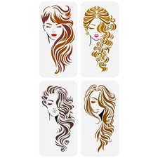 Large Face Painting Stencil 4 PCS 11.8x5.9 Reusable Lady Line Art Template